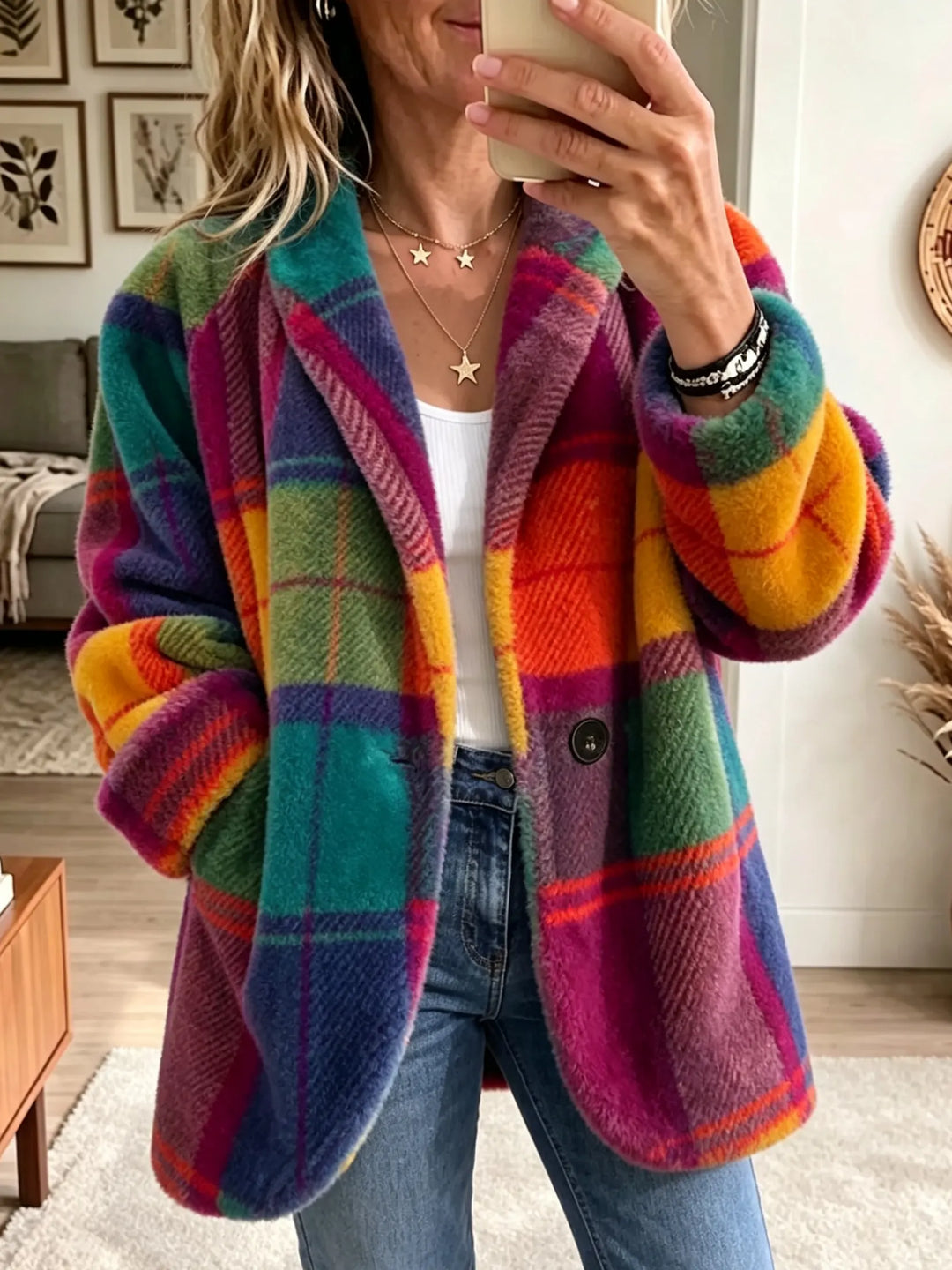 Claudette – Multicolor Plaid Arka Coat