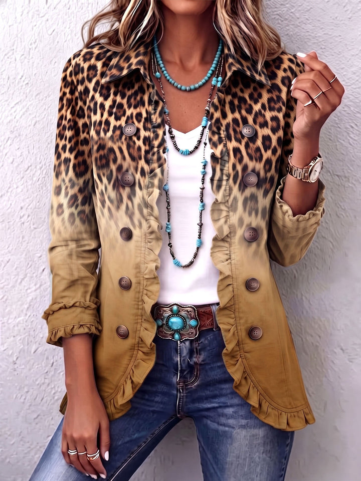 Béatrice – Contrasting Leopard Print Blazer Jacket