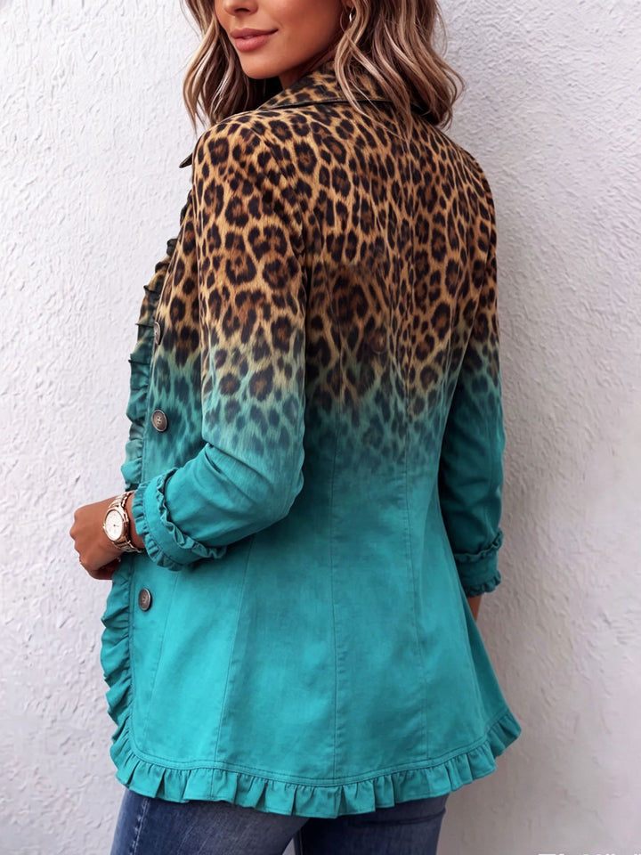 Béatrice – Contrasting Leopard Print Blazer Jacket