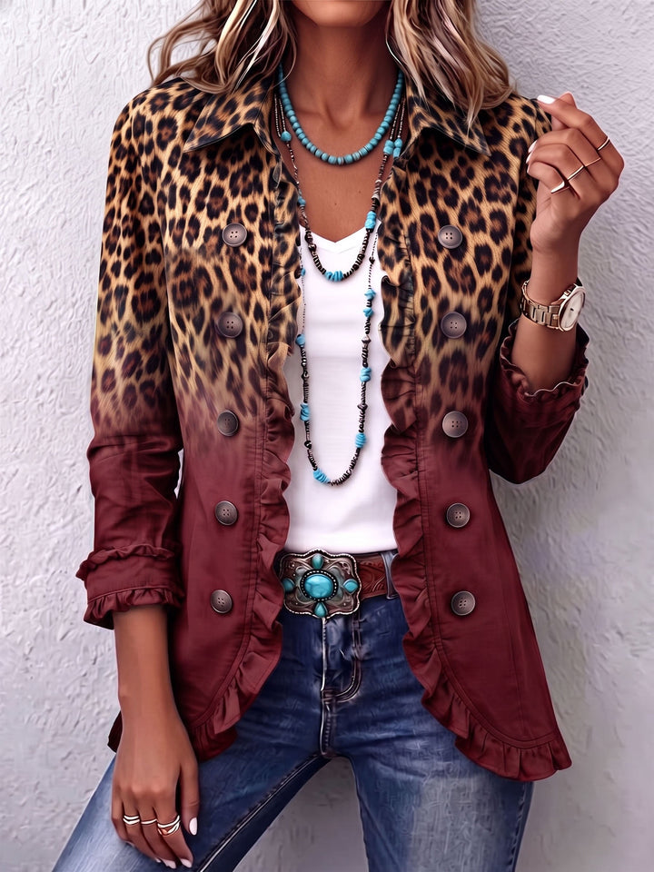 Béatrice – Contrasting Leopard Print Blazer Jacket