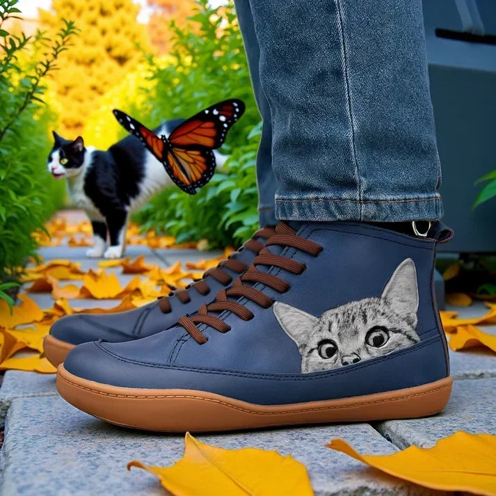 Mirabelle – Orthopedic Ankle Boots with Cat Motif