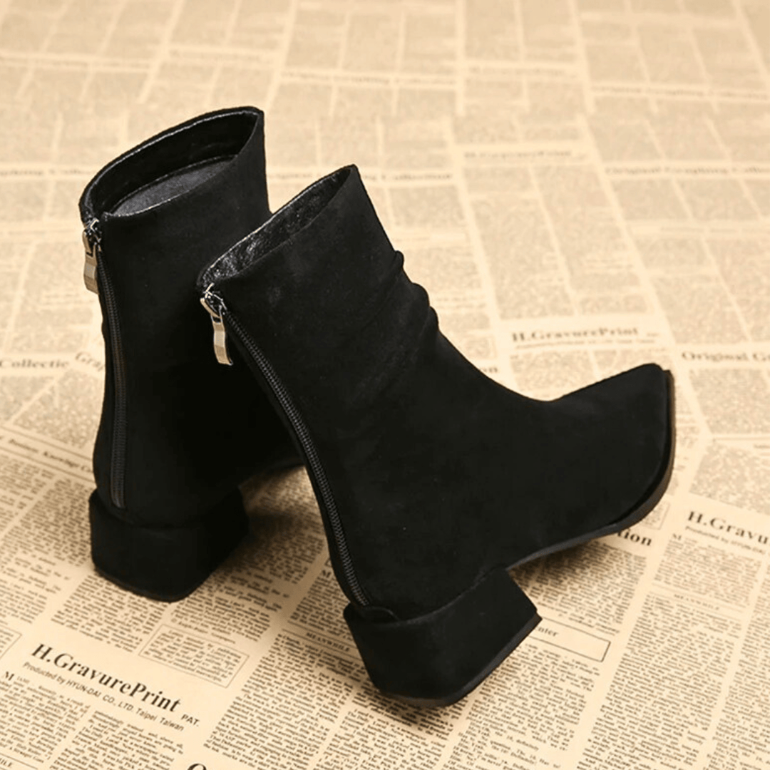 Hortense – Pointed-Toe Faux Suede Ankle Boots