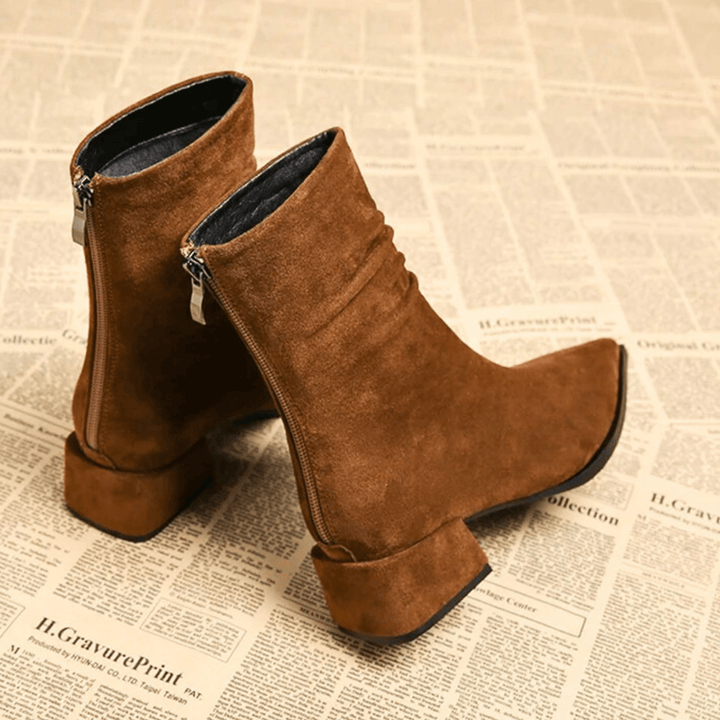 Hortense – Pointed-Toe Faux Suede Ankle Boots