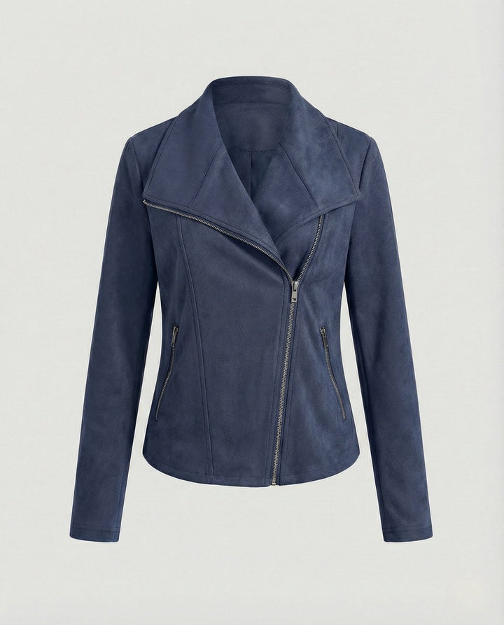 Isabella | Women's Asymmetric-Zip Tailored Faux Suede Biker Leather Jacket