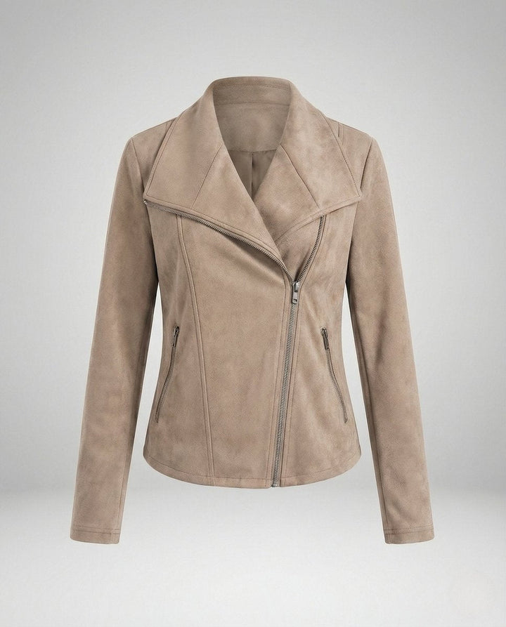 Isabella | Women's Asymmetric-Zip Tailored Faux Suede Biker Leather Jacket
