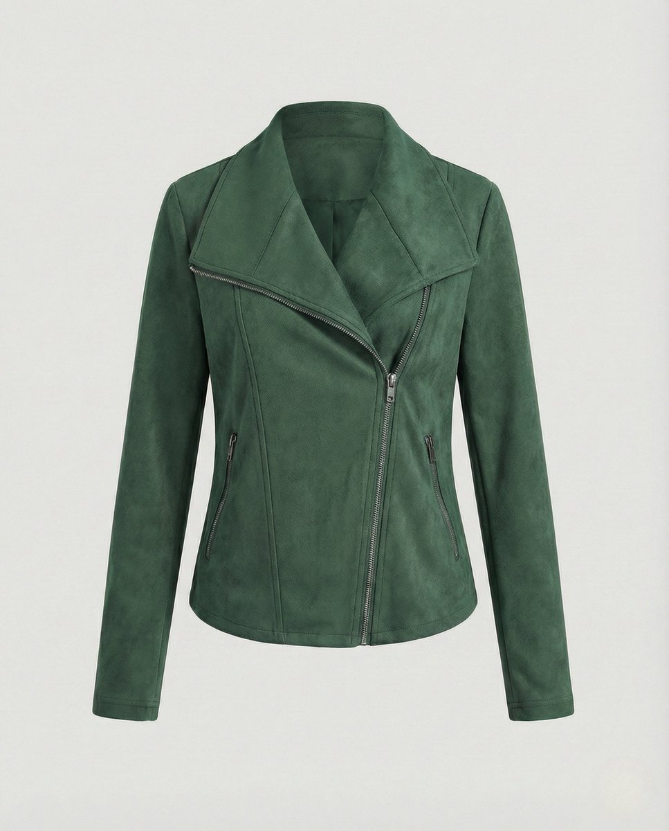 Isabella | Women's Asymmetric-Zip Tailored Faux Suede Biker Leather Jacket