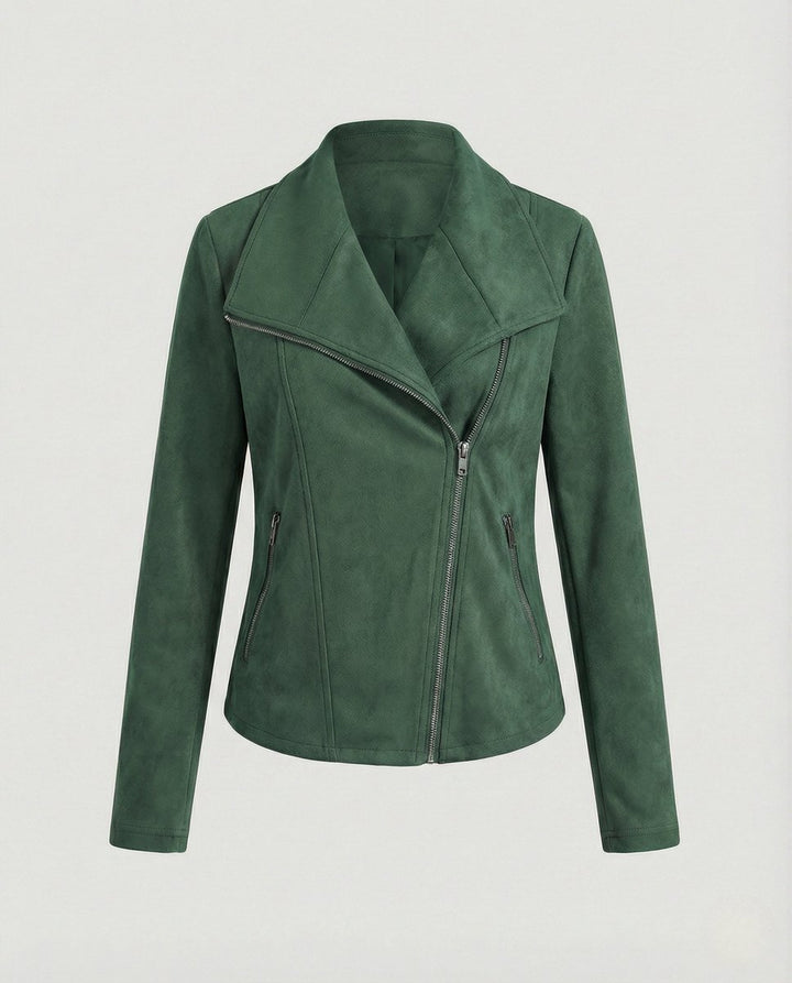 Isabella | Women's Asymmetric-Zip Tailored Faux Suede Biker Leather Jacket