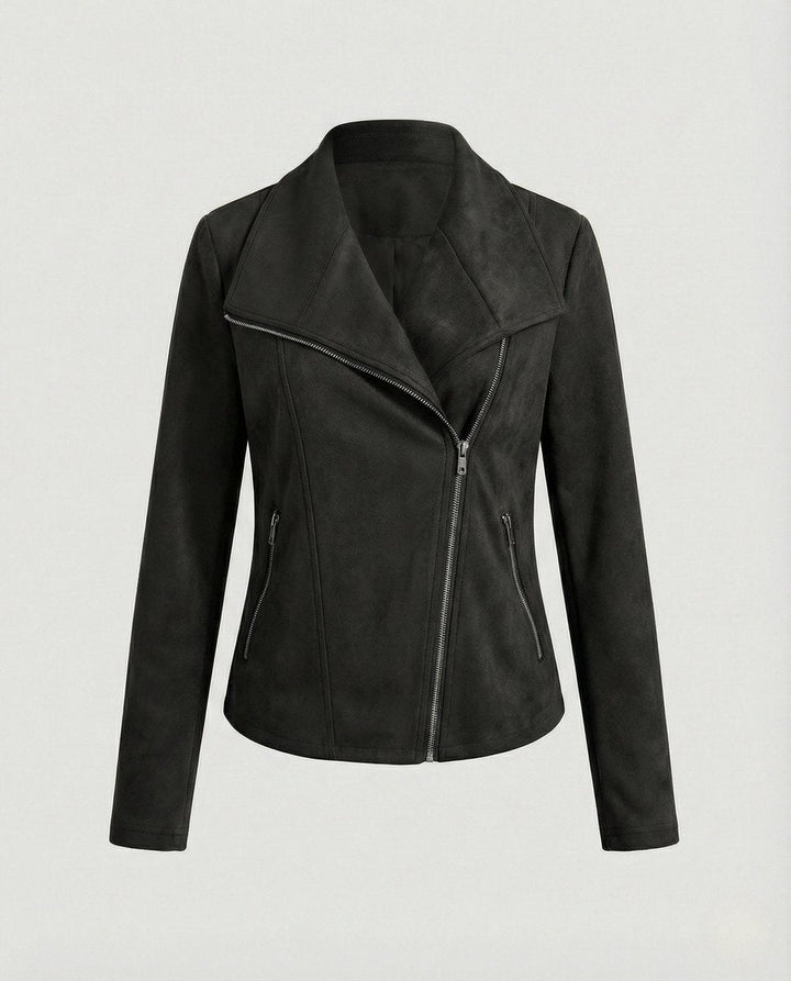 Isabella | Women's Asymmetric-Zip Tailored Faux Suede Biker Leather Jacket
