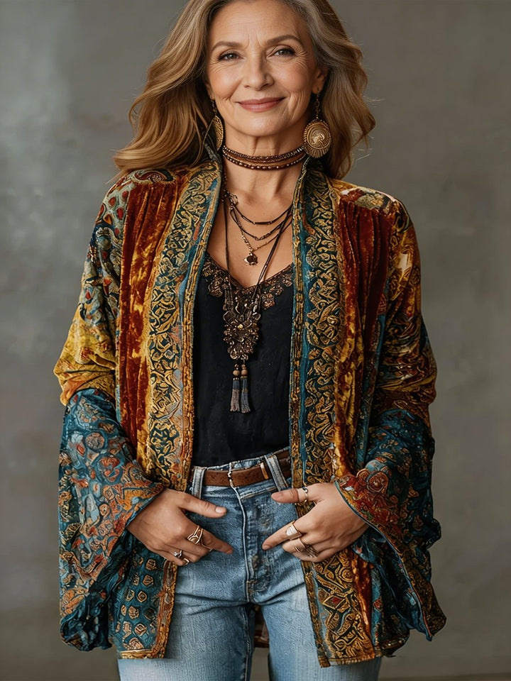 Sophia | Women's Boho Quilted Jacket Loose Fit Vintage Kimono Cardigan