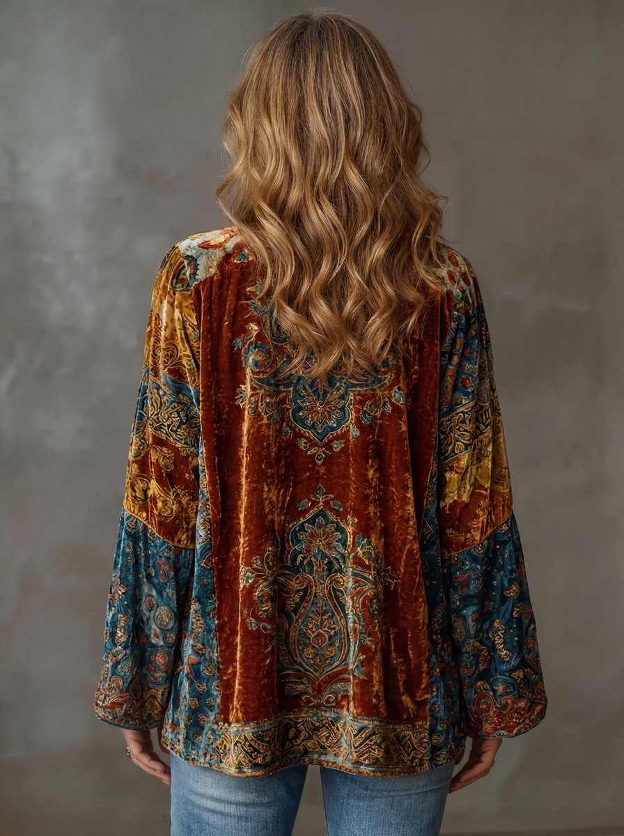 Sophia | Women's Boho Quilted Jacket Loose Fit Vintage Kimono Cardigan