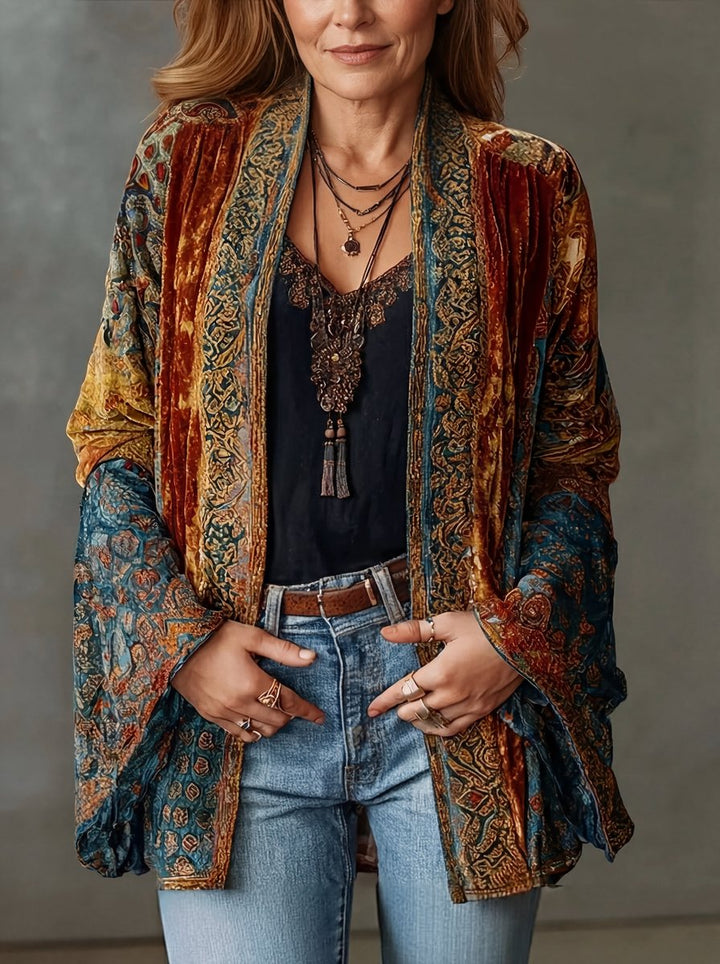 Sophia | Women's Boho Quilted Jacket Loose Fit Vintage Kimono Cardigan