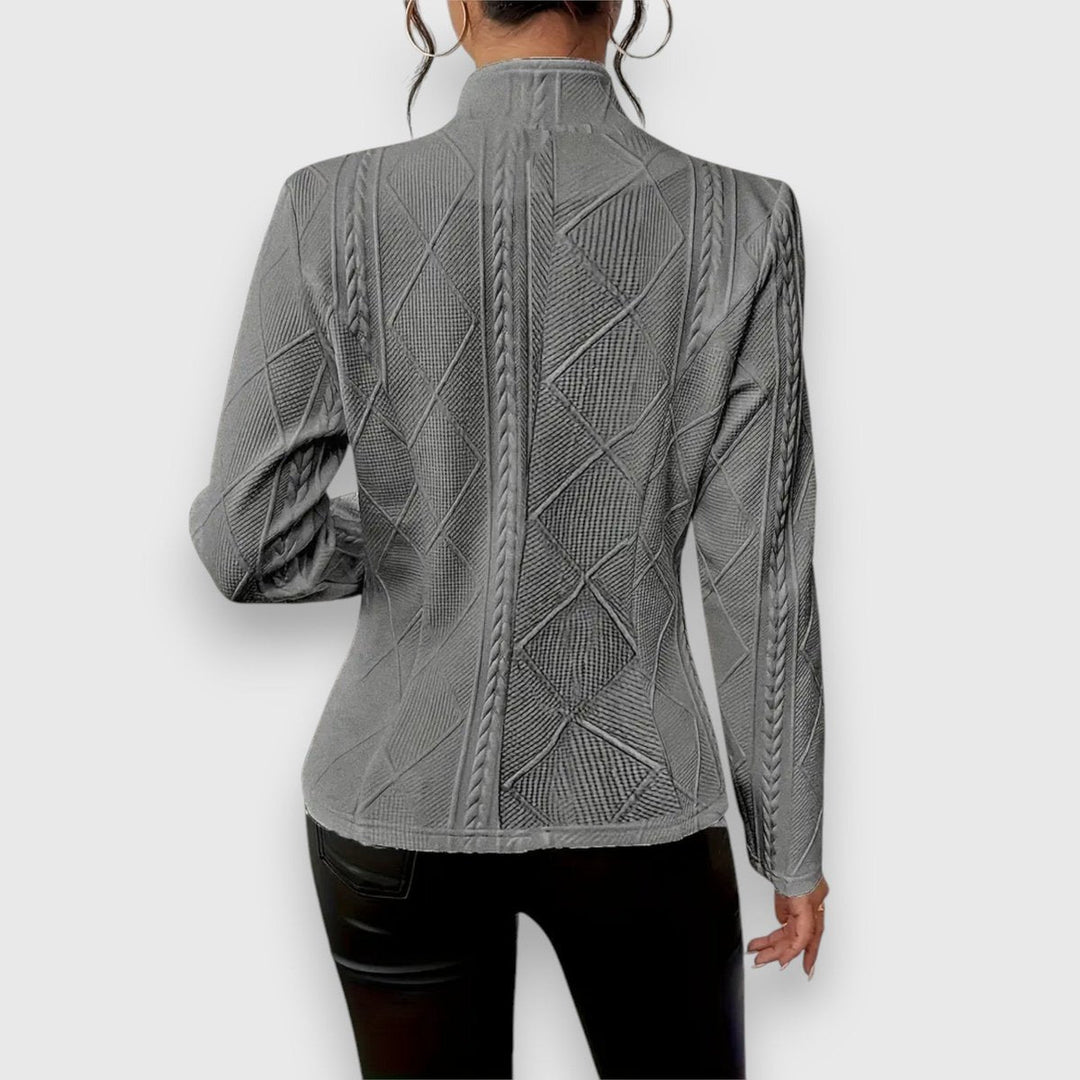 Scarlett | Women's Cable-Knit Mock-Neck Long-Sleeve Fitted Sweater
