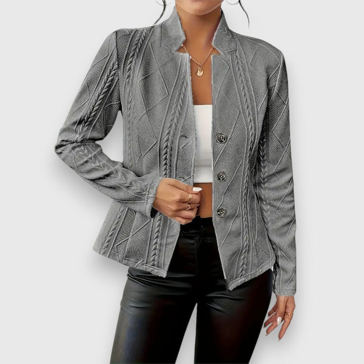 Scarlett | Women's Cable-Knit Mock-Neck Long-Sleeve Fitted Sweater