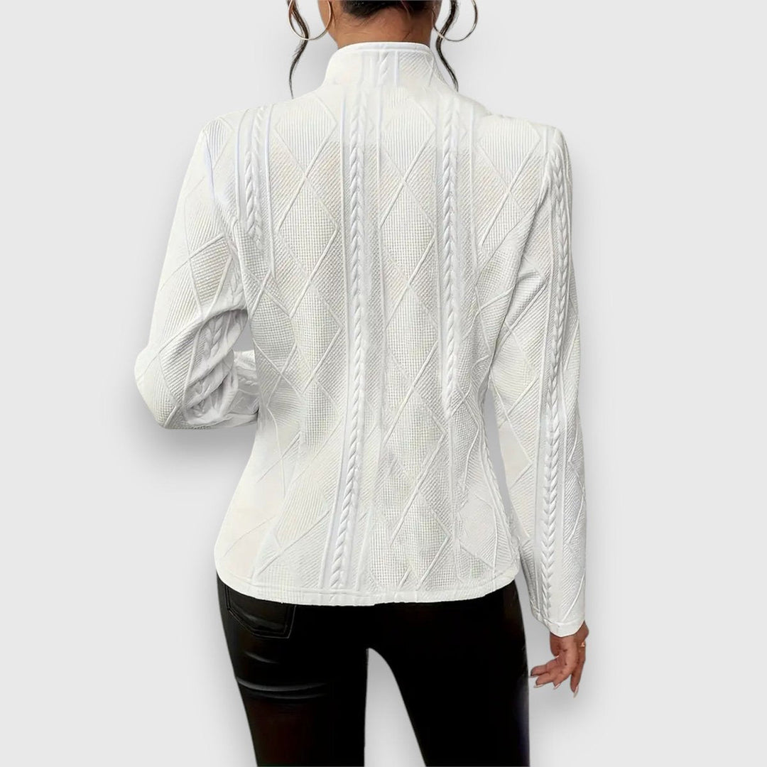 Scarlett | Women's Cable-Knit Mock-Neck Long-Sleeve Fitted Sweater
