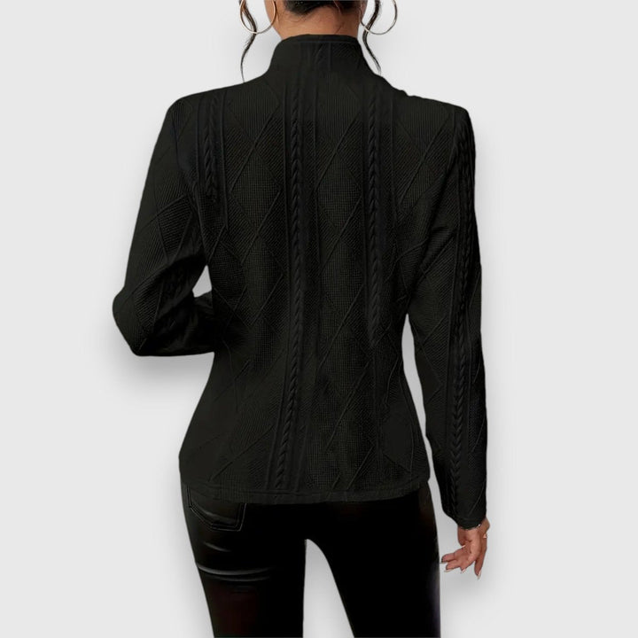 Scarlett | Women's Cable-Knit Mock-Neck Long-Sleeve Fitted Sweater