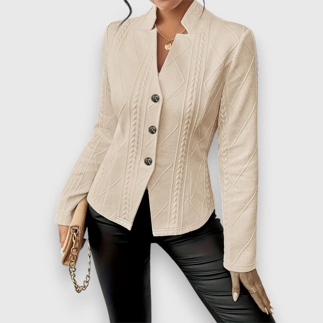 Scarlett | Women's Cable-Knit Mock-Neck Long-Sleeve Fitted Sweater