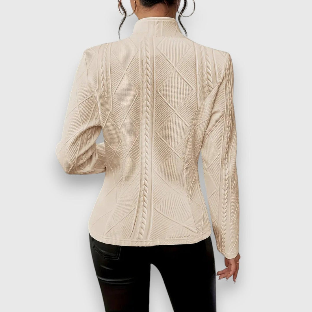 Scarlett | Women's Cable-Knit Mock-Neck Long-Sleeve Fitted Sweater