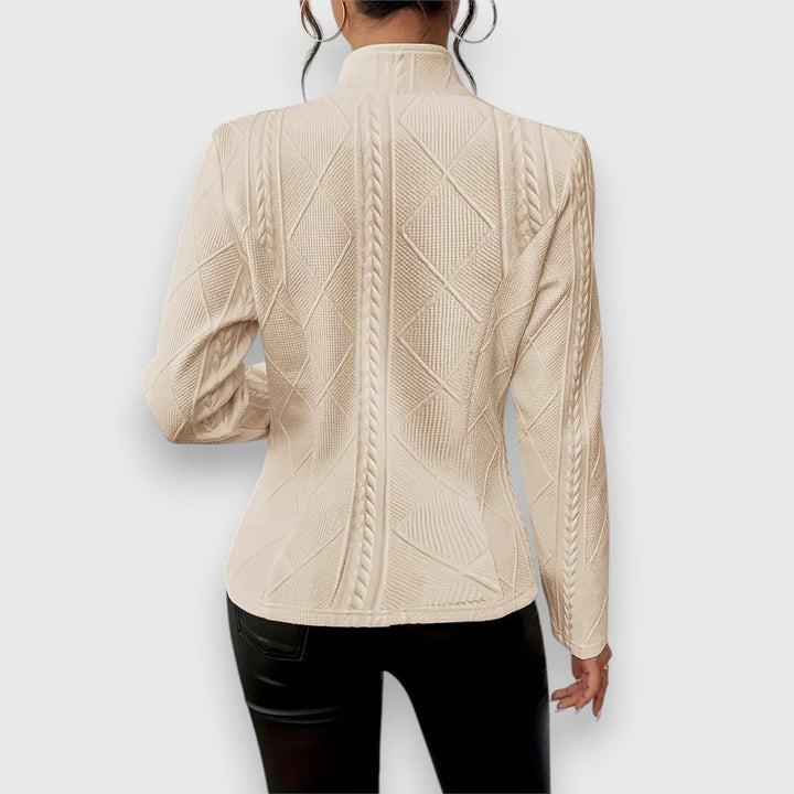 Scarlett | Women's Cable-Knit Mock-Neck Long-Sleeve Fitted Sweater