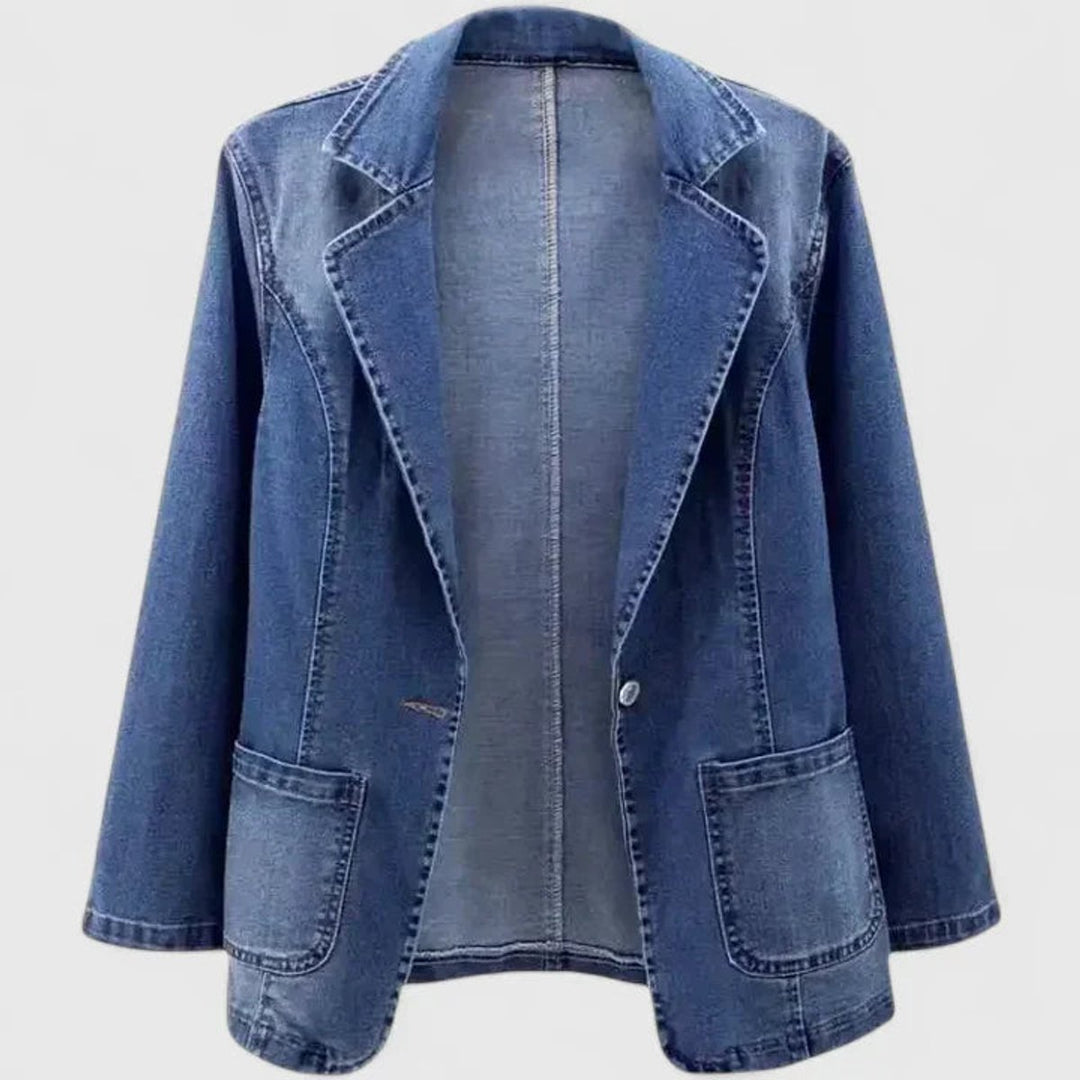 Grace | Women's Casual Denim Blazer Jacket Single-Button Open Front