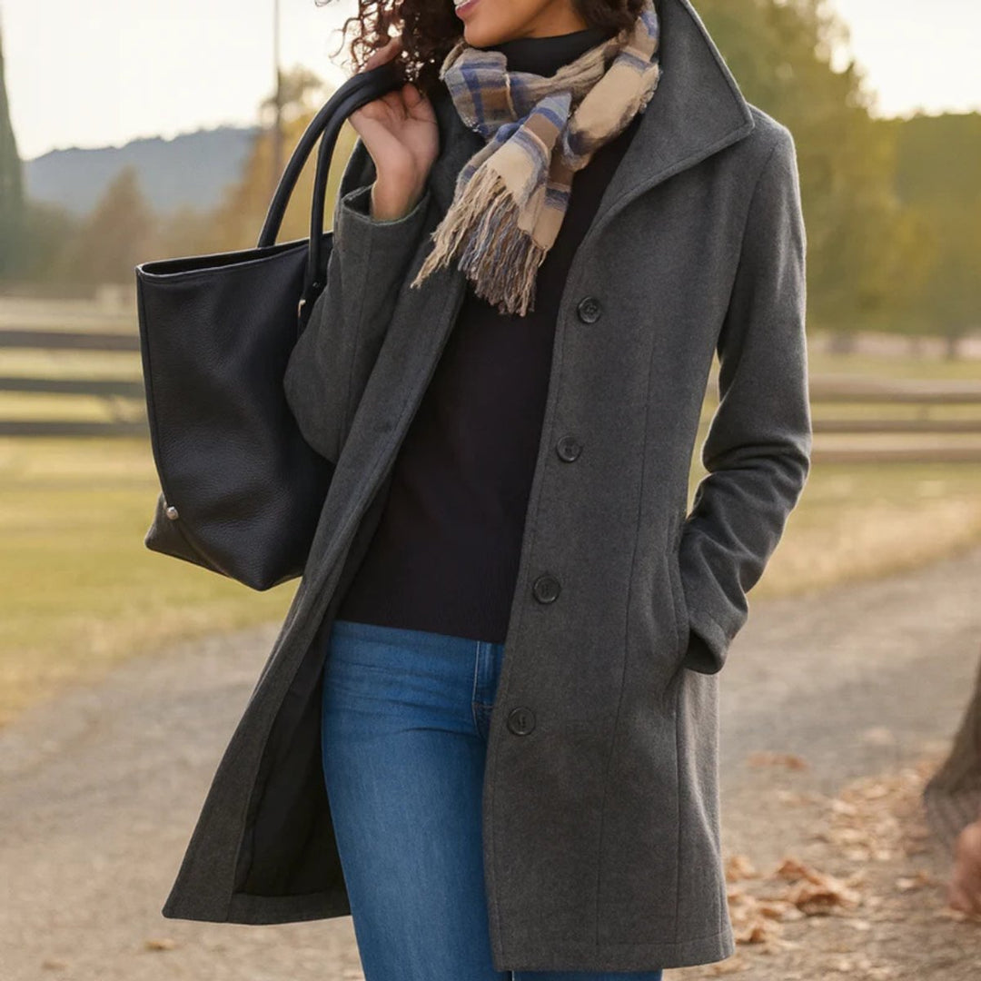 Emma | Women's Classic Mid-Length Single-Breasted Wool-Blend Coat
