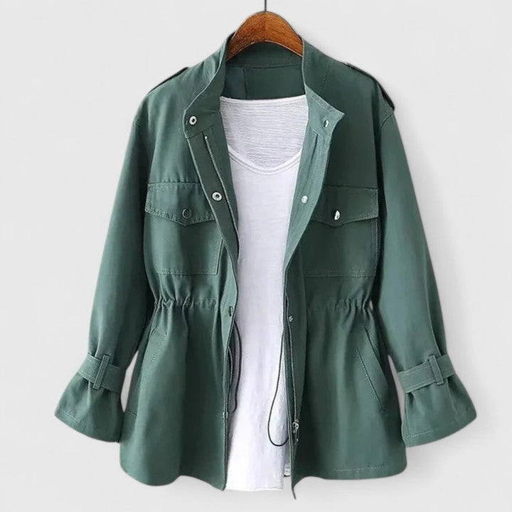 Olivia | Women's Coat Drawstring-Waist Utility Jacket Snap-Pocket