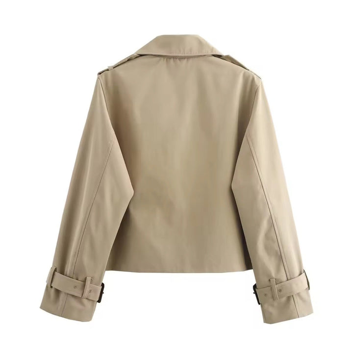 Olivia | Women's Cropped Double-Breasted Trench Coat Buckle Cuff