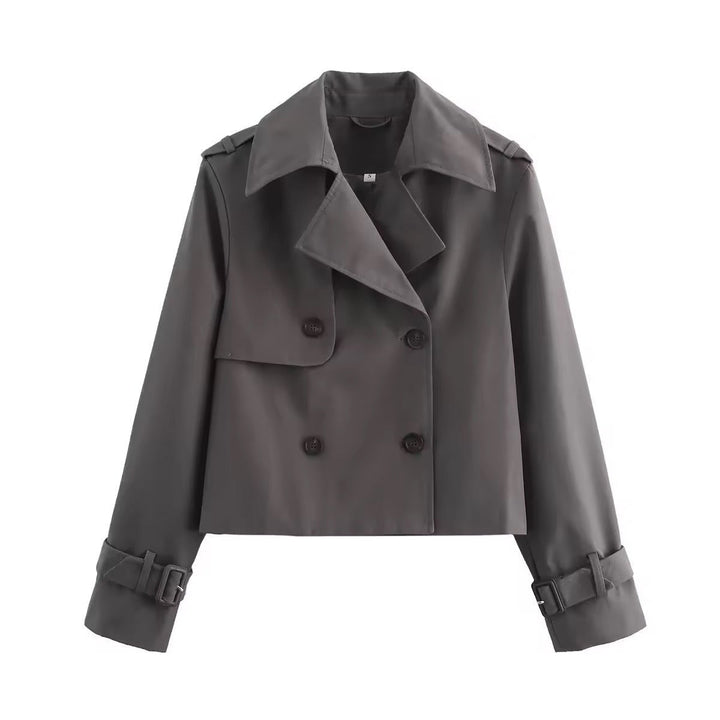 Olivia | Women's Cropped Double-Breasted Trench Coat Buckle Cuff