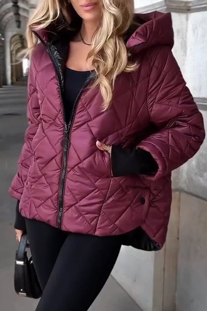 Camila | Women's Diamond Quilted Hooded Zip-Up Puffer Jacket