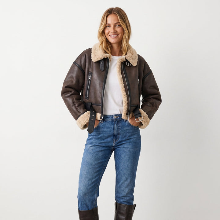 Isabella | Women's Double-Sided Shearling Bomber Jacket