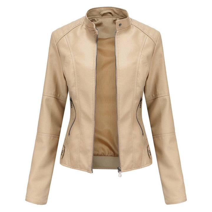 Madison | Women's Faux Leather Jacket Stand Collar Zip-Up Moto Jacket