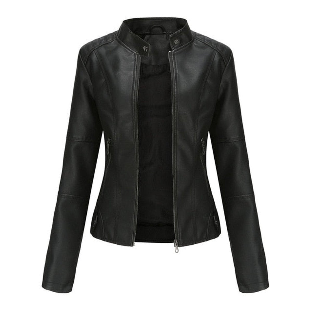 Madison | Women's Faux Leather Jacket Stand Collar Zip-Up Moto Jacket