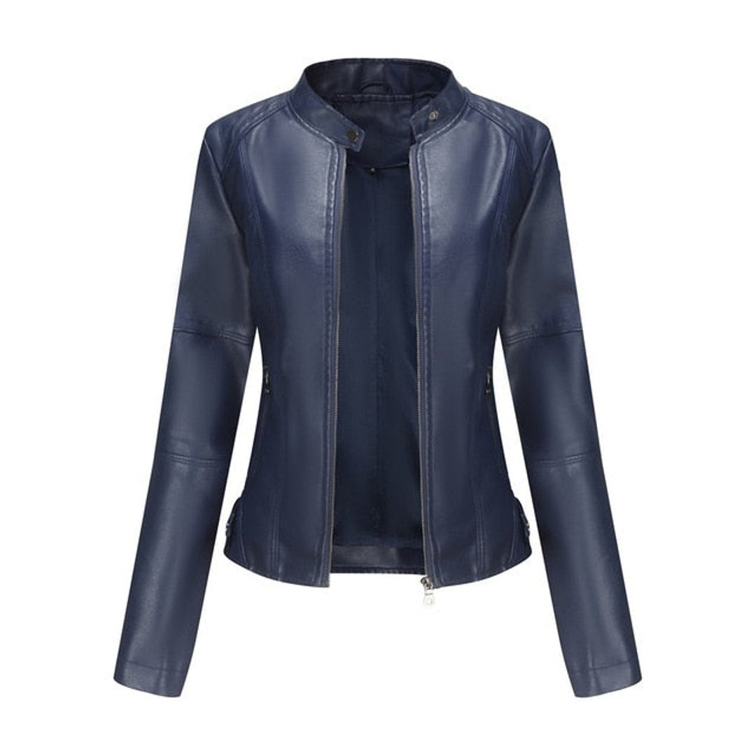 Madison | Women's Faux Leather Jacket Stand Collar Zip-Up Moto Jacket