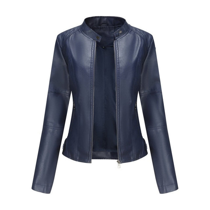 Madison | Women's Faux Leather Jacket Stand Collar Zip-Up Moto Jacket
