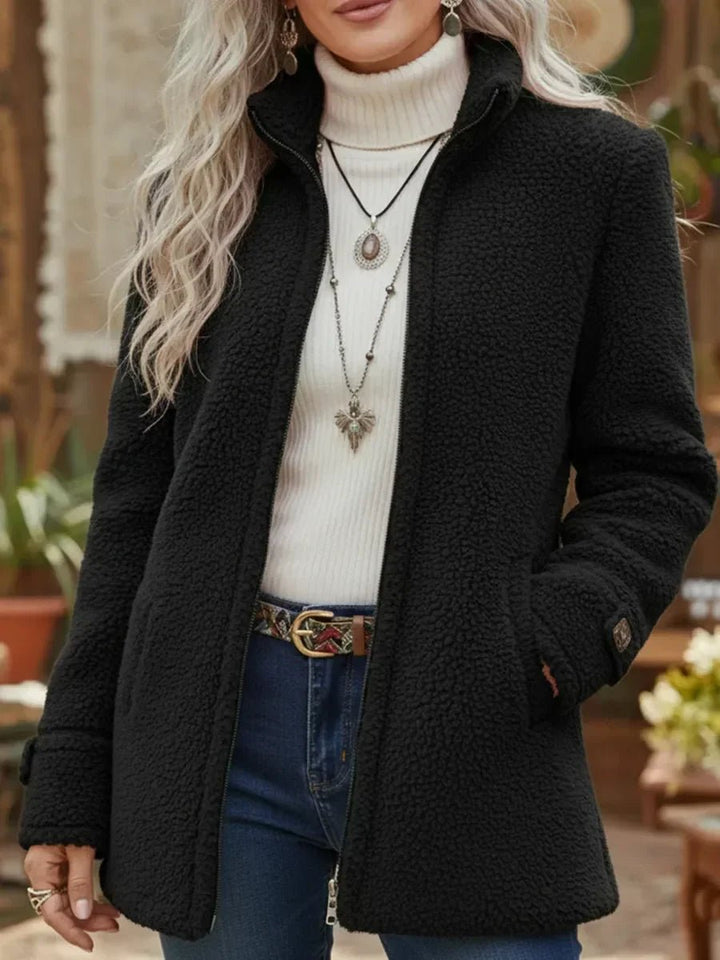 Emma | Women's Fleece Zip-Up Teddy Coat Stand Collar
