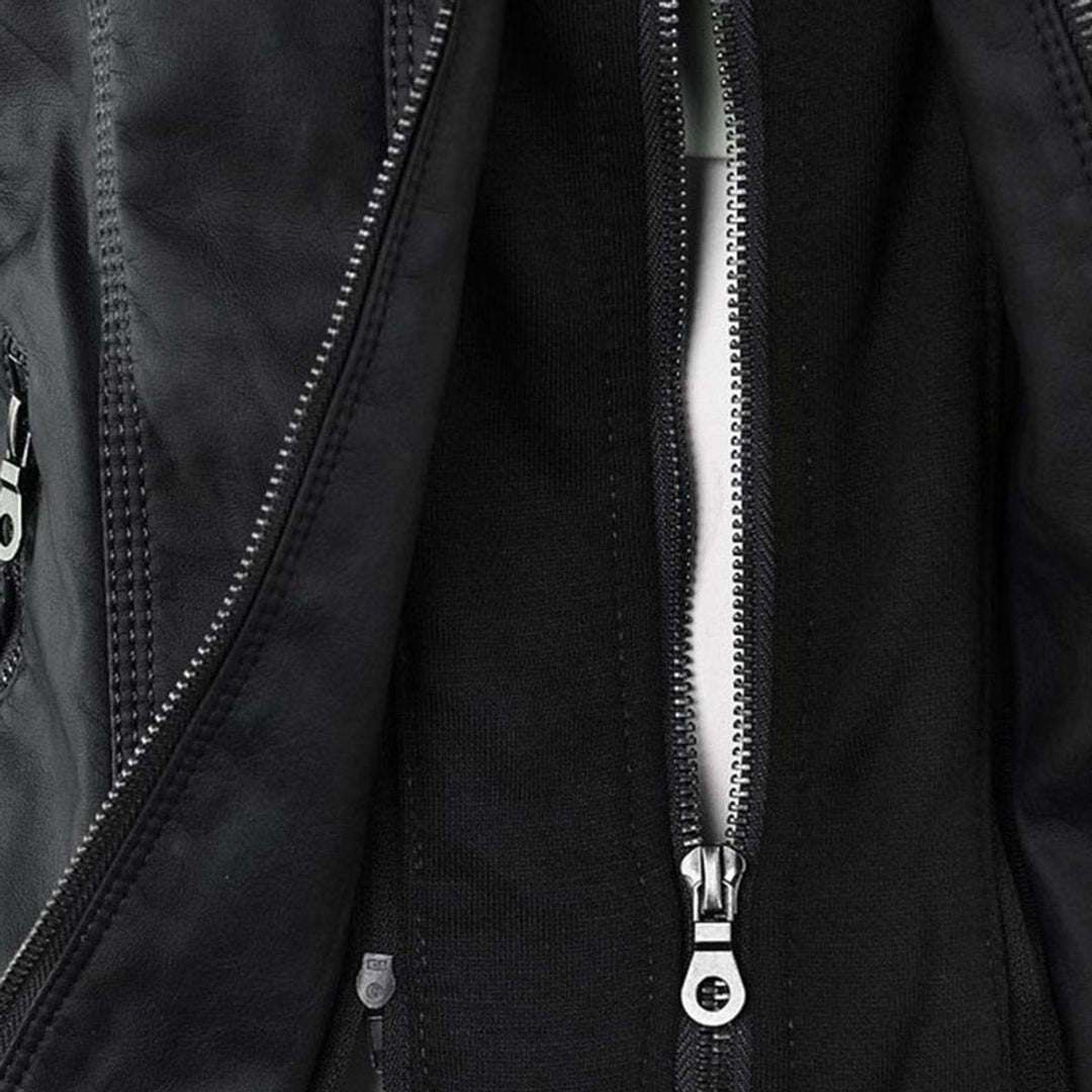 Charlotte | Women's Hooded Faux Leather Moto Coat Removable Hood