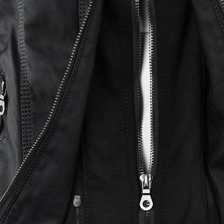 Charlotte | Women's Hooded Faux Leather Moto Coat Removable Hood