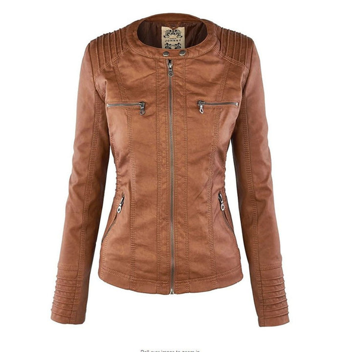 Charlotte | Women's Hooded Faux Leather Moto Coat Removable Hood