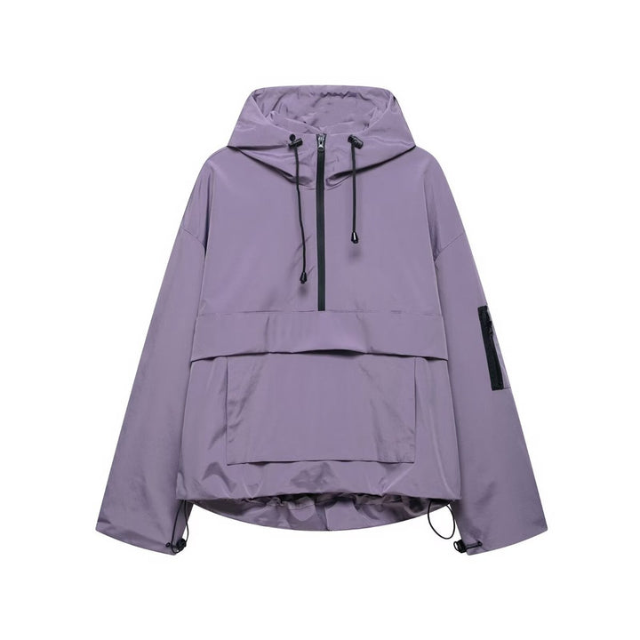 Harper | Women's Hooded Pullover Anorak Quilted Jacket Half-Zip