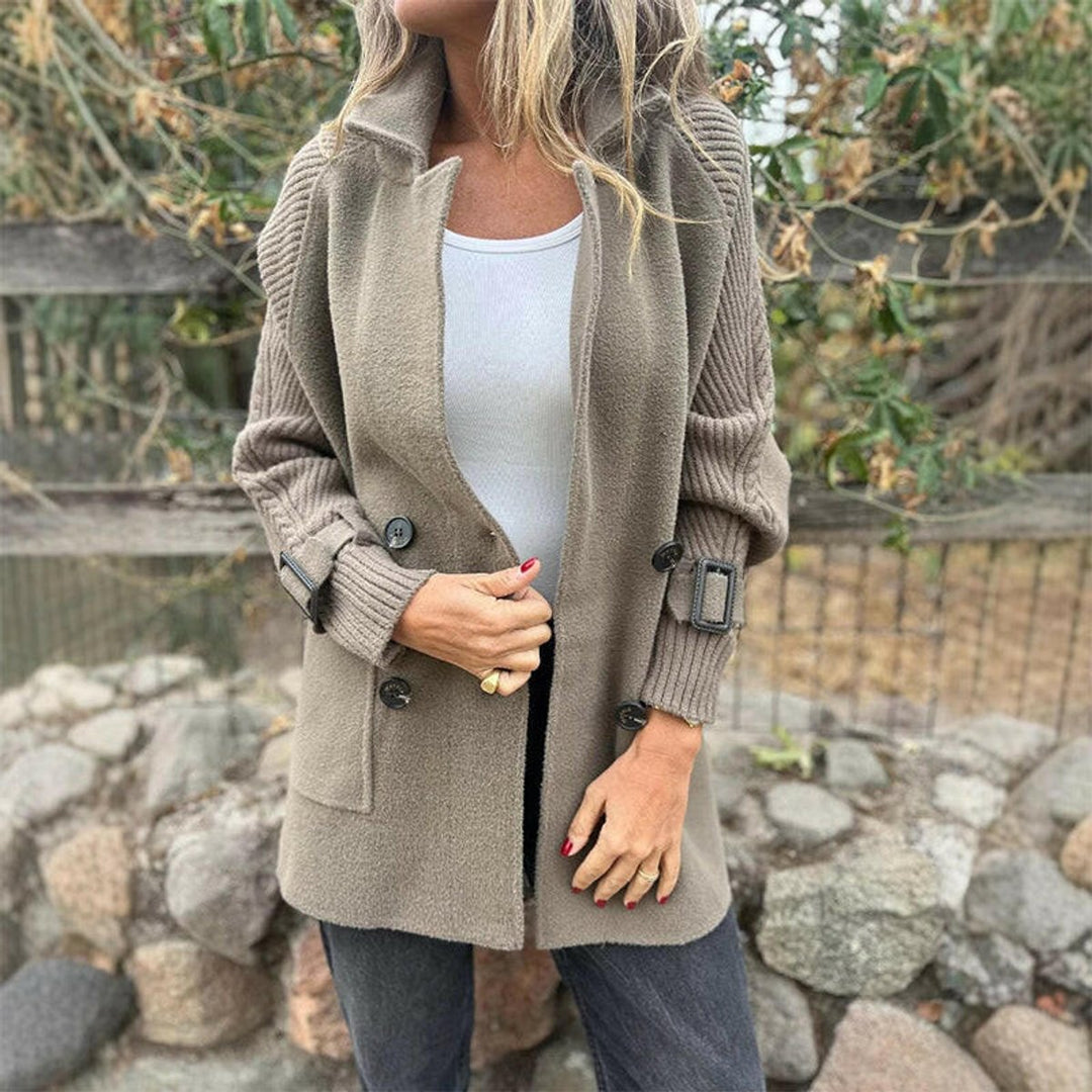 Olivia | Women's Jacket Double-Breasted Cable-Knit Sleeve Coat
