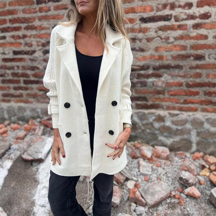 Olivia | Women's Jacket Double-Breasted Cable-Knit Sleeve Coat