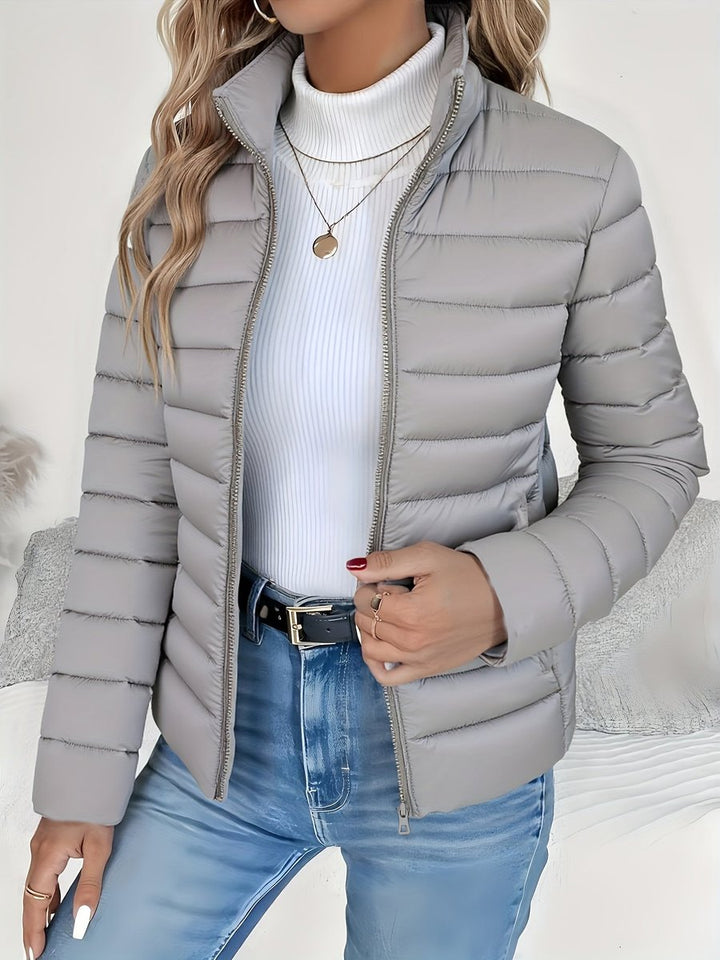 Eleanor | Women's Lightweight Quilted Puffer Coat Stand Collar Zip-Up Jacket