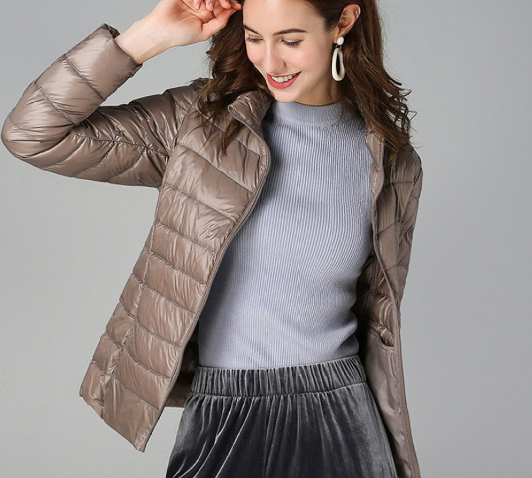 Eleanor | Women's Lightweight Quilted Puffer Coat Stand Collar Zip-Up Jacket