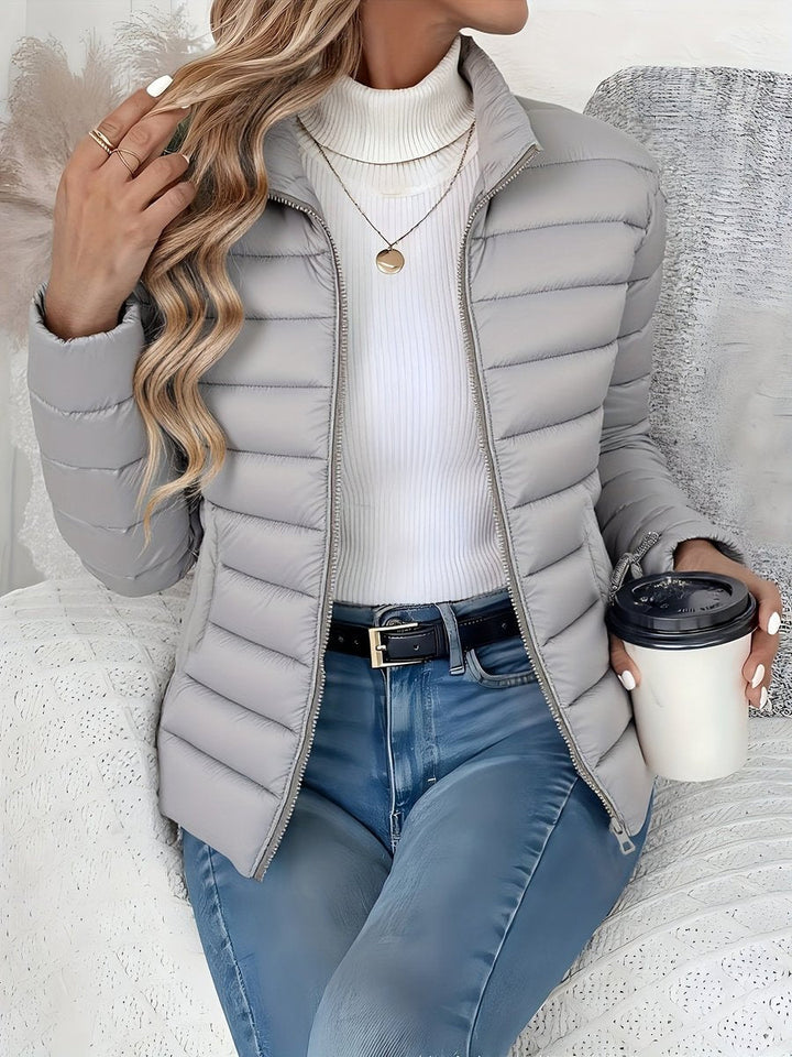 Eleanor | Women's Lightweight Quilted Puffer Coat Stand Collar Zip-Up Jacket