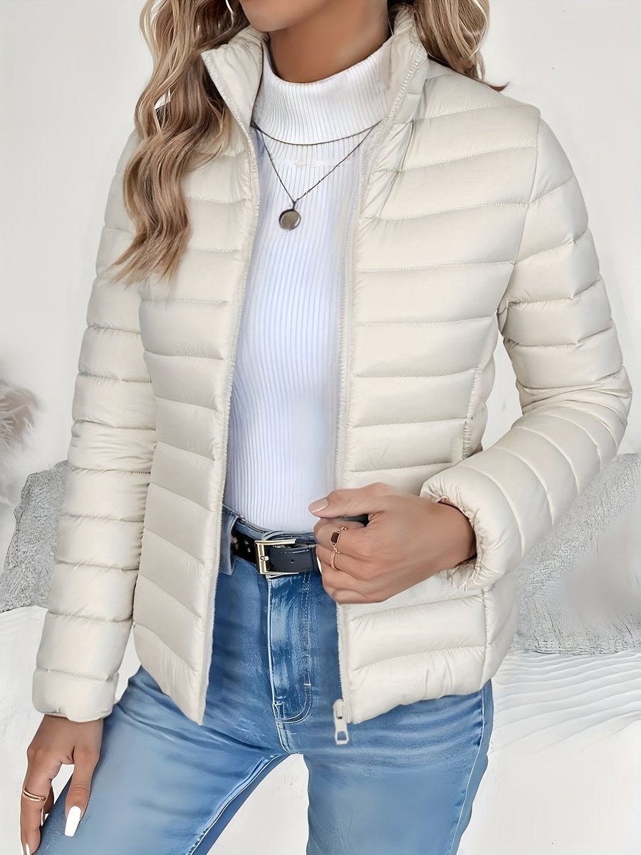 Eleanor | Women's Lightweight Quilted Puffer Coat Stand Collar Zip-Up Jacket