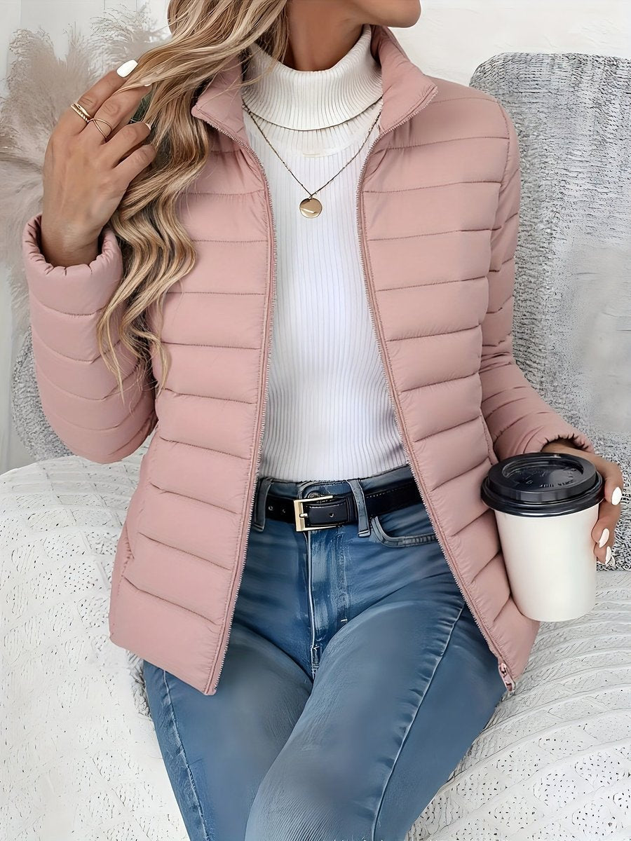 Eleanor | Women's Lightweight Quilted Puffer Coat Stand Collar Zip-Up Jacket