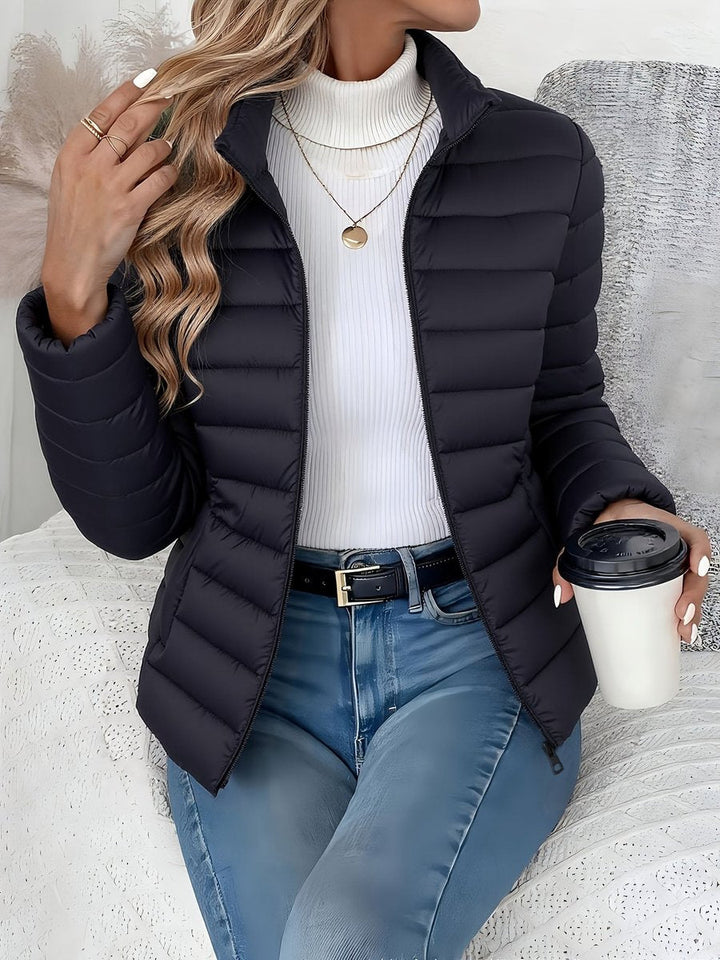 Eleanor | Women's Lightweight Quilted Puffer Coat Stand Collar Zip-Up Jacket
