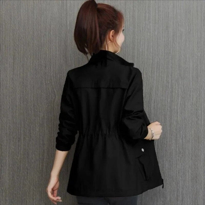 Eleanor | Women's Lightweight Zip-Up Short Bomber Jacket Drawstring Waist