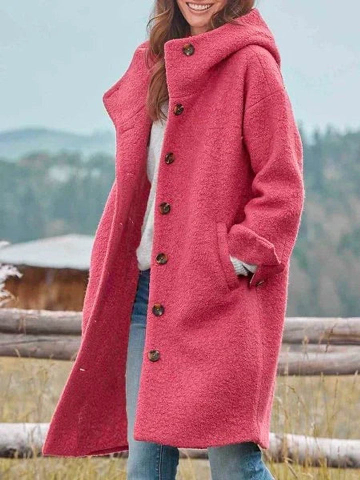 Victoria | Women's Long Hooded Button-Front Fleece Coat