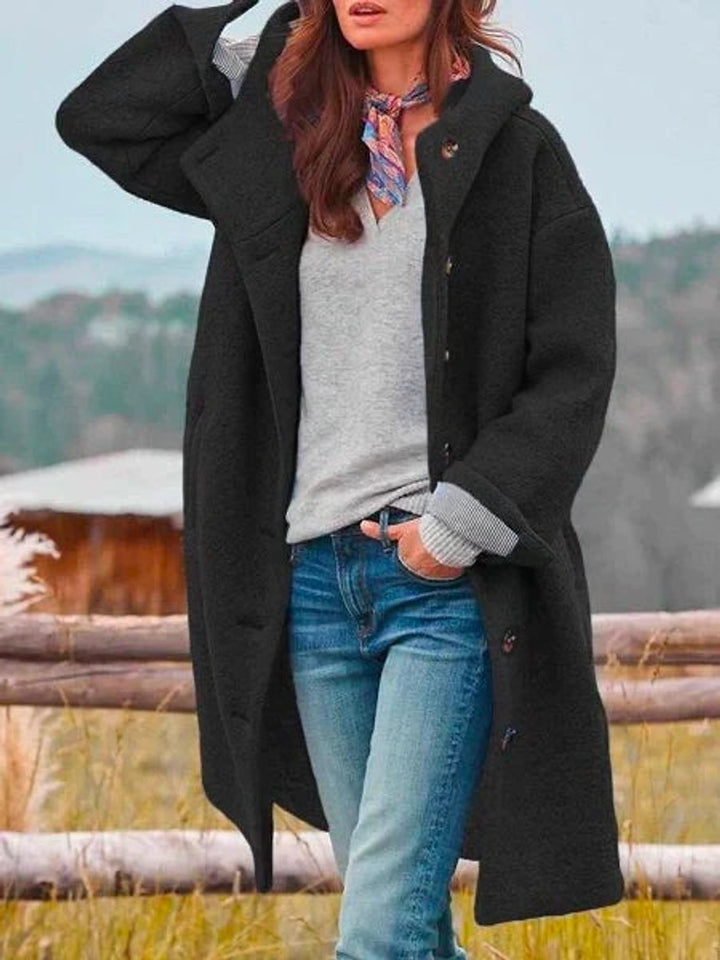Victoria | Women's Long Hooded Button-Front Fleece Coat