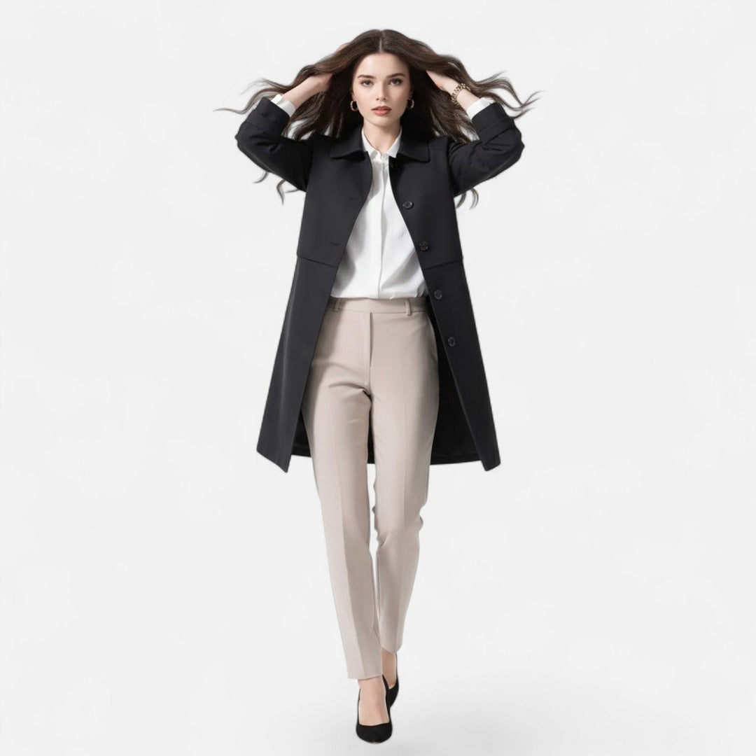 Mia | Women's Mid-Length Wool-Blend Double-Breasted Trench Coat